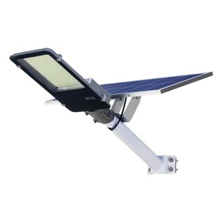 Lampa solara stradala Flippy, pentru curte sau strada, finisaj lucios, rezistent la apa, montare prin fixare, senzor lumina, baterie de litiu, IP65, lumina rece, putere 500W, autonomie 10 ore, 49.5 x 21 x 9 cm, negru