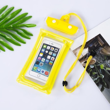 Husa subacvatica Zip Waterproof Flippy, Snowproof, Universala, Impermeabila, cu Snur, pentru telefon sau documente, Galben