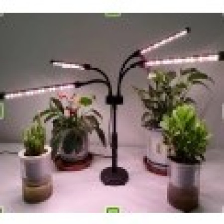 Lampa UV pentru cresterea plantelor Flippy, 4 capete, extensibila, ajustabila pana la 66.5 cm, 20W, conectare la retea, 72 LED-uri, lumina mov