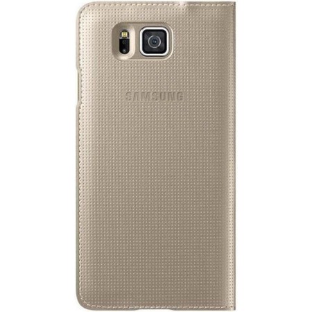 Husa Samsung Galaxy Alpha Piele S-View Samsung Auriu