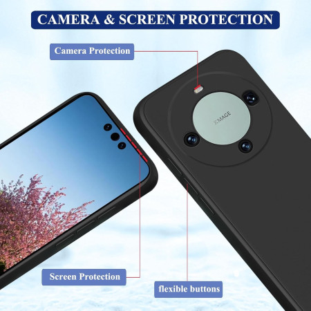 Husa de Protectie, Flippy, pentru Huawei Mate 60 Pro, Liquid Silicone, cu Microfibra pe Interior, Protectie Antisoc, Compatibil Incarcare Wireless, Negru