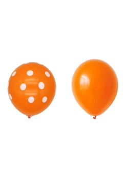 Set 10 Baloane din Latex, Flippy, Model Party cu Buline si Simple, 30 cm, Portocaliu, 2.8 g