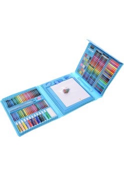 Set 208 Piese, Complet pentru Pictura si Desen, Flippy, Tip Servieta, 3-12 Ani, 40.5 x 5 x 30 cm, Albastru