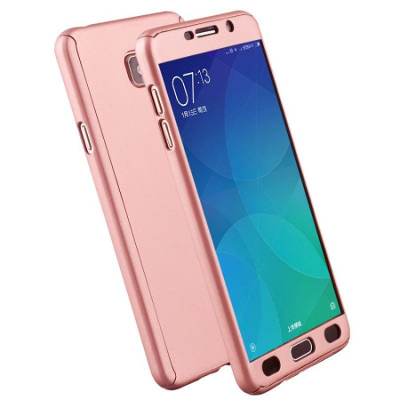 Husa Samsung Galaxy J5 2017 Full Cover 360 Roz Auriu + Folie de protectie