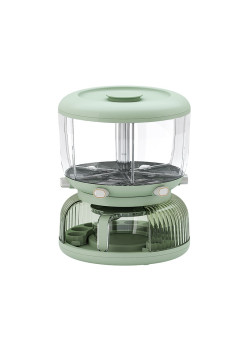 Dozator Etajat de Cereale Flippy, Rotativ 360, 6 Compartimente, Capacitate 10L, Cofraj Special pentru Oua, Vas pentru Scurgerea Cerealelor, 35x27.5 cm, Verde