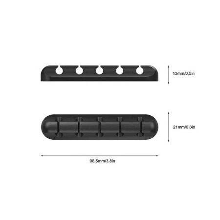 Organizator Cabluri, Flippy, Cable Clips, Fixare Dublu Adeziv, Silicon, 5 Sloturi, Negru