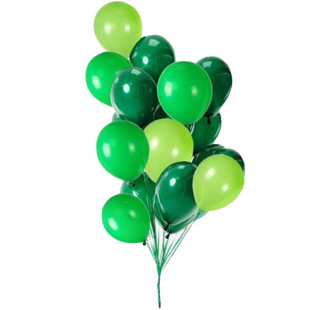 Set 10 Baloane din Latex, Flippy, Model Party, 30 cm, Verde Diferite Nuante, 2.8 g