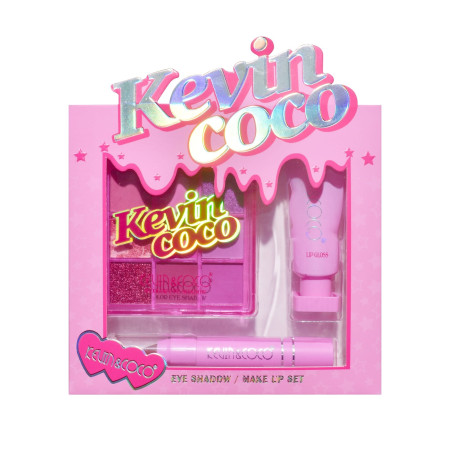 Set 3 Produse de Machiaj, KEVIN & COCO, Pink Ice Star, 9 culori, 15.5 x 13 x 3.4 cm