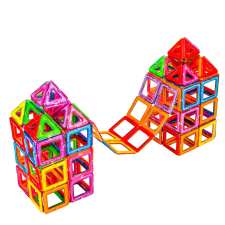 Set 40 Piese Magnetice de Constructie, Flippy, Piese Mici, Magnetic Blocks, Forme Geometrice, 3 Ani, ABS, Magnet, 20.5 x 14.5 x 12 cm, Multicolor