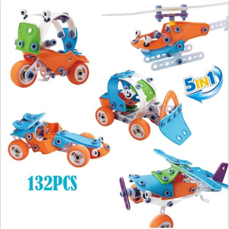 Set pentru construit masini, Flippy, Educativ si creativ, DIY, 132 piese