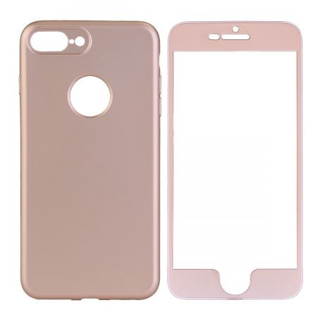 Husa Apple iPhone 6 Plus Full Silicone 360 Auriu + Folie de protectie