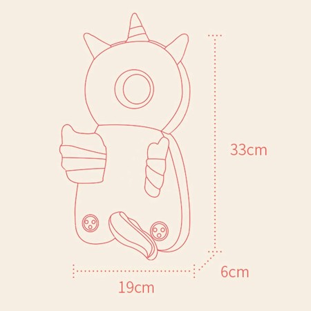 Perna tip Rucsac pentru Protectia Capului, Flippy, Tetiera tip Unicorn, pentru Bebelusi, 33x6x19 cm, 180 g, Albastru