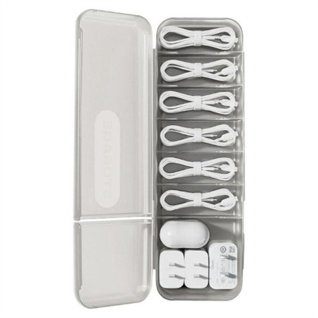 Cutie Organizatoare pentru Cabluri, Flippy, din Plastic, 28 x 9 x 6 cm, Alb