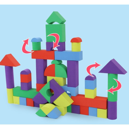 Set Blocuri de Constructie din Spuma EVA, Flippy, 29 de Piese, Interactive, 24.5x16x3.7 cm, Multicolor