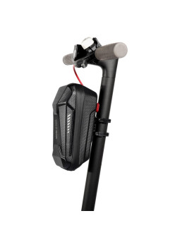 Borseta pentru bicicleta/trotineta Flippy, spatiu de depozitare, antisoc, waterproof, cu fermoar, 3L, material carbon si plastic dur,  pentru trotineta electrica scuter, bicicleta, negru