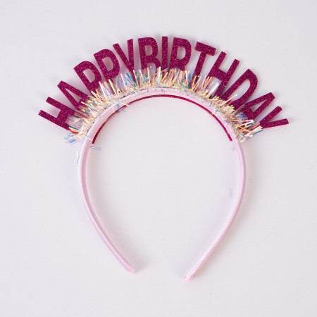 Coronita Decorativa pentru Petreceri, Flippy, Tema Aniversare, Model Happy Birthday, Marime Universala, Roz