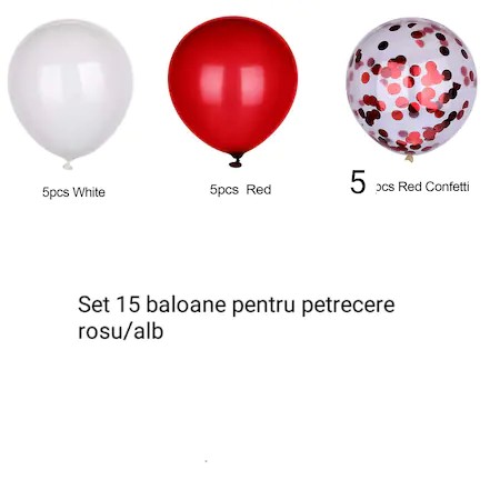 Set 15 baloane pentru petrecere, Flippy, alb/rosu, 30 cm