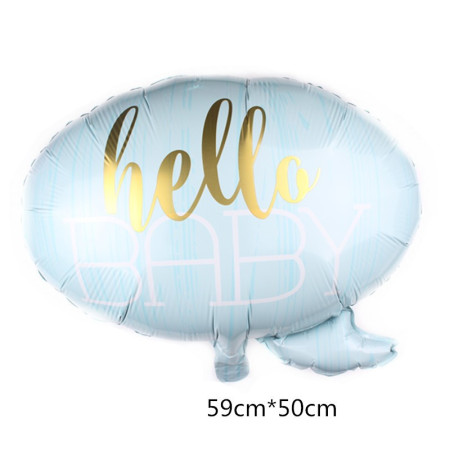 Balon din Folie Metalizata, Flippy, Figurina Norisor, Tema Hello Baby , 59x50 cm, Ambalaj Individual, Pai Inclus, Umflare cu Aer sau Heliu, Albastru