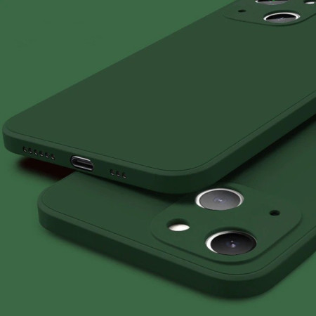 Husa pentru Apple iPhone 14 Pro Max Flippy, Liquid Silicone, cu Microfibra pe interior, Protectie Antisoc, Dark Green, Verde inchis