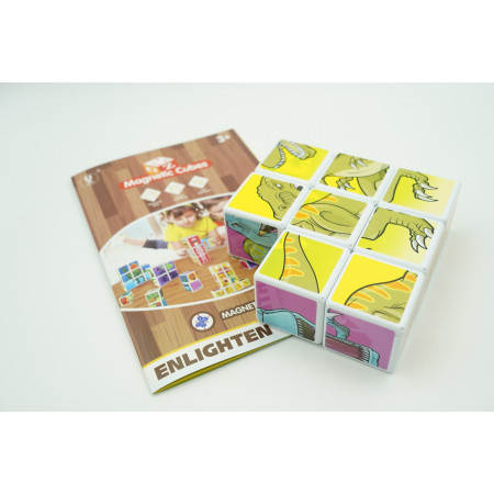 Set inteligent de cuburi magnetice pentru copii, 8 piese, cutie depozitare, puzzle dinozauri, +3 ani, multicolor