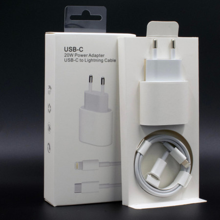 Incarcator compatibil cu iPhone, USB Type-C, Fast charge, Putere 20W, Flippy, Alb