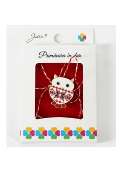 Martisor Brosa Mica in Cutie, Dimensiune Brosa 2.5-3 cm, Material Metal, Model Bufnita Traditionala