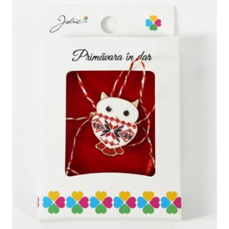 Martisor Brosa Mica in Cutie, Dimensiune Brosa 2.5-3 cm, Material Metal, Model Bufnita Traditionala