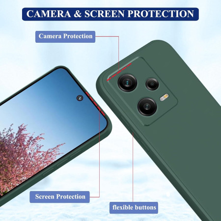 Husa de Protectie, Flippy, pentru Xiaomi Redmi Note 12 Pro 5G, Liquid Silicone, cu Microfibra pe Interior, Protectie Antisoc, Compatibil Incarcare Wireless, Verde