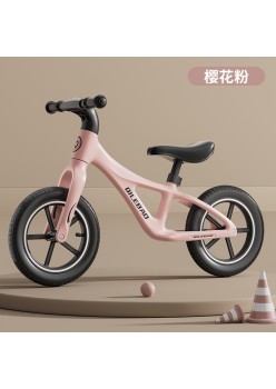 Children's balance bike without pedals 2 in 1 sliding scooter - Color: Sakura Pink 14 inches