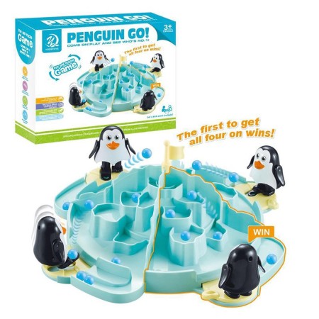 Joc Interactiv pentru Copii, Flippy, Batalia Pinguinilor, 3 ani+, Tabla de Joc, Figurine Pinguini, Mingi, Multicolor