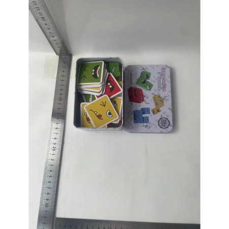 Jucarie Pentru Copii Montessori Flippy, Cub din Lemn, Asamblare Fete, 64 de Carti Distractive, pentru Baieti si Fete, Varsta +3 ani, Educativ, Cutie din Aluminiu, 13.5 x 4 x 9 cm, multicolor