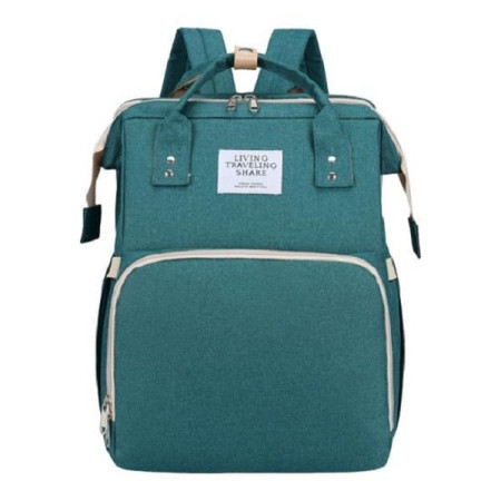 Rucsac Multifunctional pentru Mamici, Flippy, cu Patut Pliabil si Baza de Schimbat, Rezistent la Apa, Capacitate Mare, Usor, Compartimente Multiple, Buzunar Termic pentru Lapte, 42 x 32 x 22 cm, Verde