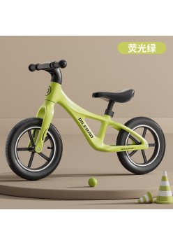 Children's balance bike without pedals 2 in 1 sliding scooter - Color: fluorescent green 14 inches