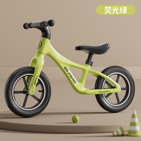 Children's balance bike without pedals 2 in 1 sliding scooter - Color: fluorescent green 14 inches