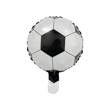 Balon din Folie Metalizata, Flippy, Mini Figurine, Model Minge de Fotbal, Tematica Aniversare, 30x24 cm, Ambalaj Individual, Pai Inclus, Umflare cu Aer sau Heliu, Alb-Negru