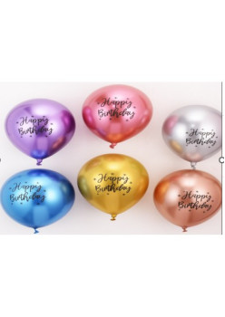 Set 10 Baloane din Latex Chrome, Flippy, Model Party, La Multi Ani, 23 cm, Multicolor, 2.2 g