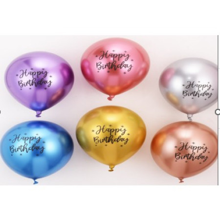 Set 10 Baloane din Latex Chrome, Flippy, Model Party, La Multi Ani, 23 cm, Multicolor, 2.2 g