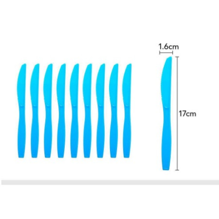 Set 10 cutite de unica folosinta 17 x 1.6 cm, albastru