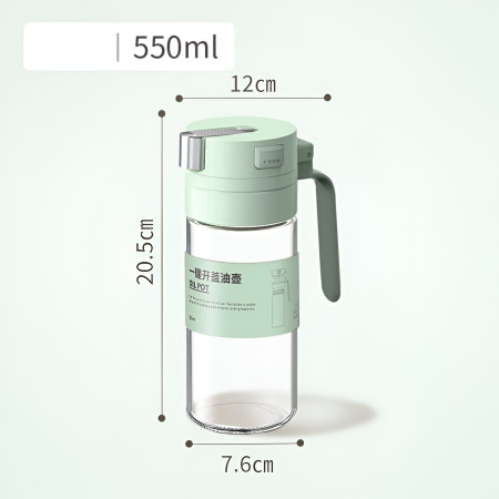 Dispenser pentru Ulei, Flippy, Deschidere si Inchidere Automata a Rezervorul, cu Inductie Gravitationala, 550 ml, 12x7.6x20.5 cm, Verde