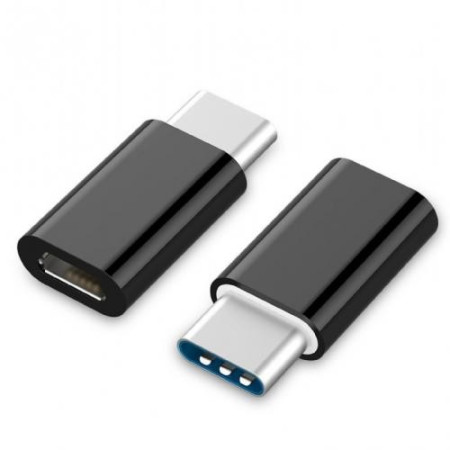 Adaptor micro USB (mama) to Type-C(tata) cu Agatatoare Breloc inclusa, Negru