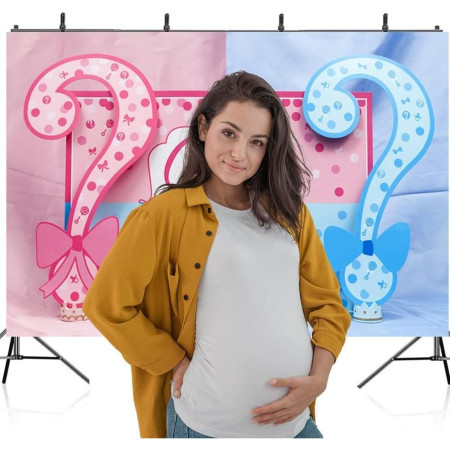 Banner pentru Petrecere, Flippy, Model Girl or Boy, Tematica Gender Reveal, 150 x 100 cm, Albastru Roz