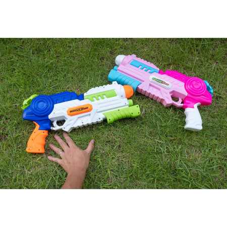 Set 2x Pistol cu Apa pentru Copii, Rezervor, Pentru Piscina/Plaja, Flippy, 6ani+, Roz + Albastru, 1000 ML