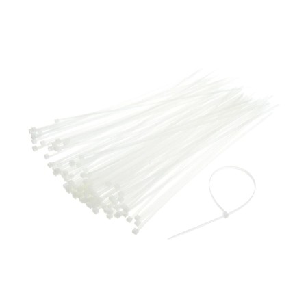 Set 100 Buc Soricei - Coliere de plastic, 100 mm x 3 mm, poliamida, Alb, Flippy