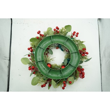 Coronita de Craciun pentru usa, Verde/Rosu, 40 cm, PVC, Artificiala, Decorata, Interior/Exterior, Flippy