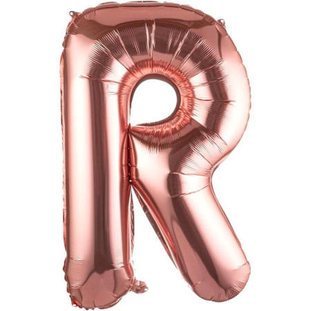 Balon Folie Metalizata Litera R, Flippy, 100 cm, Umflati cu Heliu sau Aer, Ambalaj Individual, Pai inclus, Rose Gold