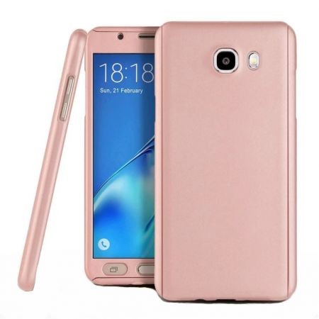 Husa Samsung Galaxy J5 Prime Full Cover 360 Roz Auriu + Folie de protectie