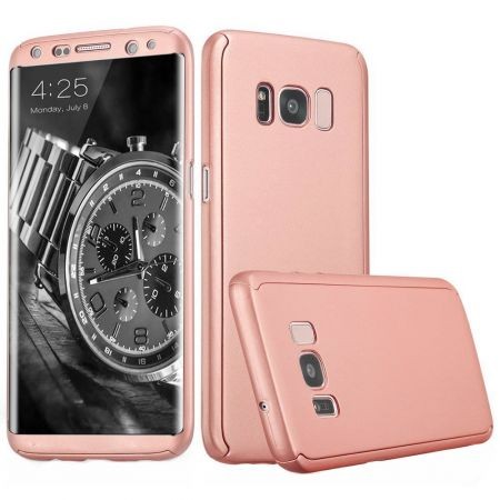 Husa Samsung Galaxy S8 Plus Full Cover 360 Roz Auriu + Folie de protectie