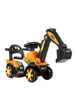 Masinuta Electrica Flippy, Tip Excavator, Brat Electric cu Maneta de Control, Spatar si Bare Laterale, Sistem Muzica si Lumini, 2-7 Ani, 72 x 34 x 45 cm, Portocaliu