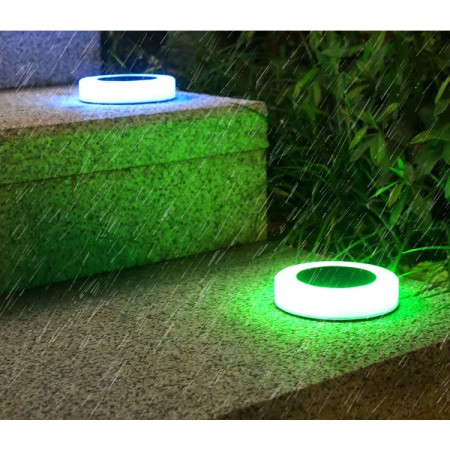 Lampa solara LED, sub forma de cerc, pentru gazon sau gradina, Rezistenta la apa, Flippy, Multicolor