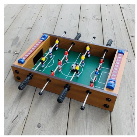 Mini Masa de Fotbal cu Teren si 12 Jucatori Flippy, 4 Manere, cu Tablou pentru Scor, din Metal, Lemn si ABS, 34.5 x 23 x 7 cm, pentru copii/adulti